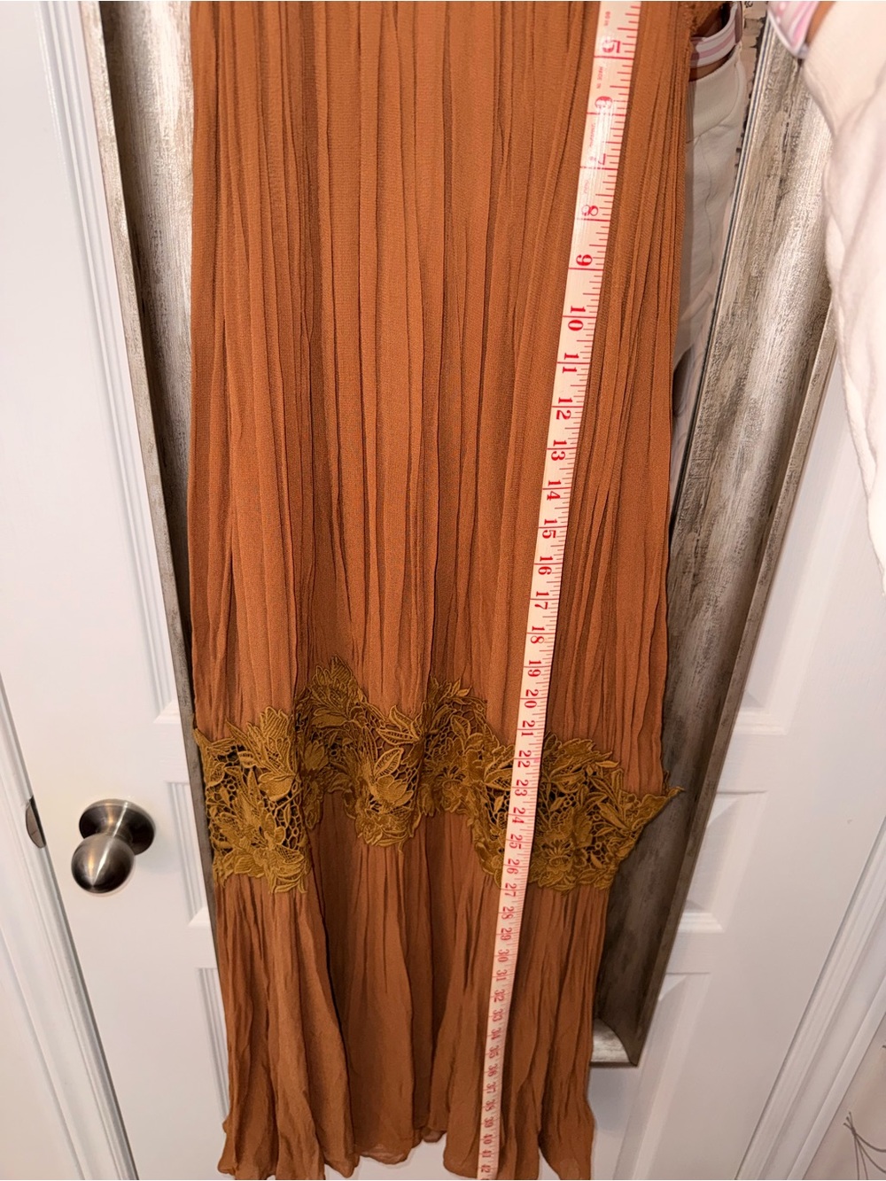 NWT Zara Brown Boho Maxi Dress with Lace Trim $129 - Picture 6 of 15